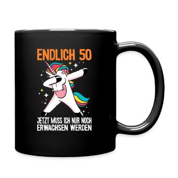 50. Geburtstag Einhorn Damen Herren Geburtstag - Tasse einfarbig - Schwarz - Rechts