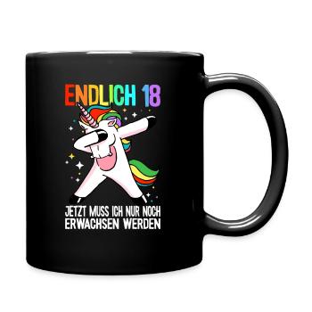 18. Geburtstag Jungen Mädchen Geburtstag - Tasse einfarbig - Schwarz - Rechts