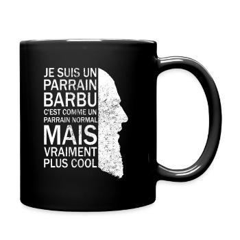 Parrain qui déchire barbu et cool - Mug uni - noir - Droite