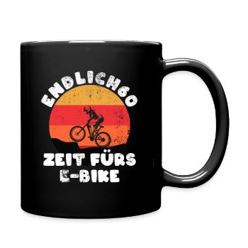 Finally 60! Time for the e-bike, bike rider - Full Colour Mug - black - Right