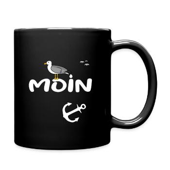 Moin Möwe - Tasse einfarbig - Schwarz - Rechts