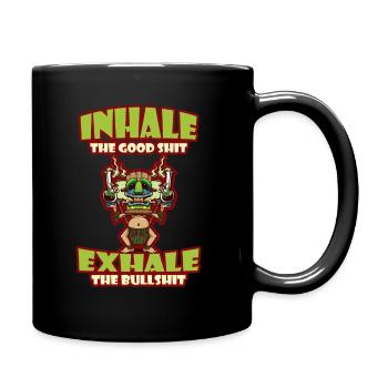Inhaler la bonne merde expirer la connerie 420 Weed - Mug uni - noir - Droite