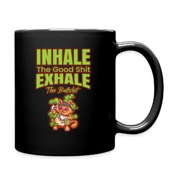 Inhaler la bonne merde expirer la connerie 420 Weed - Mug uni - noir - Droite