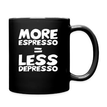 More Espresso Less Depresso Funny Coffee Lover - Full Colour Mug - black - Right