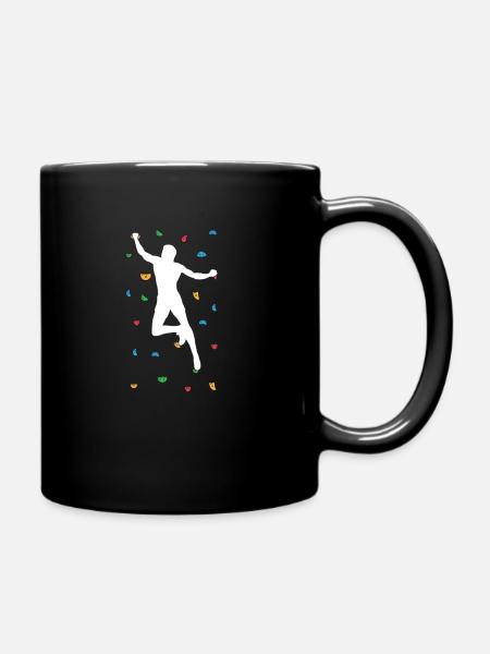 Rock Climbing Bouldering Wall Climber - Full Colour Mug - black