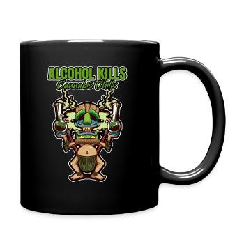 Alcohol Kills Cannabis Chills Weed Smoking Pothead - Full Colour Mug - black - Right