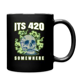 It's 420 Somewhere Cannabis Weed Smoking THC Ganja - Full Colour Mug - black - Right