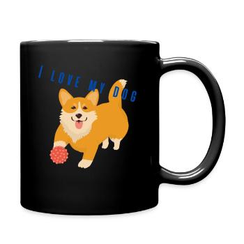 I love my dog - Tasse einfarbig - Schwarz - Rechts