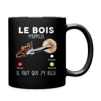 Le Bois Cadeau Bûcheron homme et Femme - Mug uni - noir - Droite