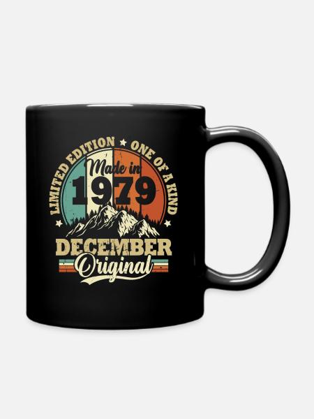 Geburtstagsgeschenk Dezember 1979 Vintage Retro - Tasse einfarbig - Schwarz