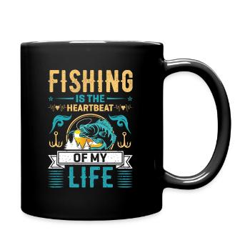 Fishing is the heartbeat of my life - Full Colour Mug - black - Right