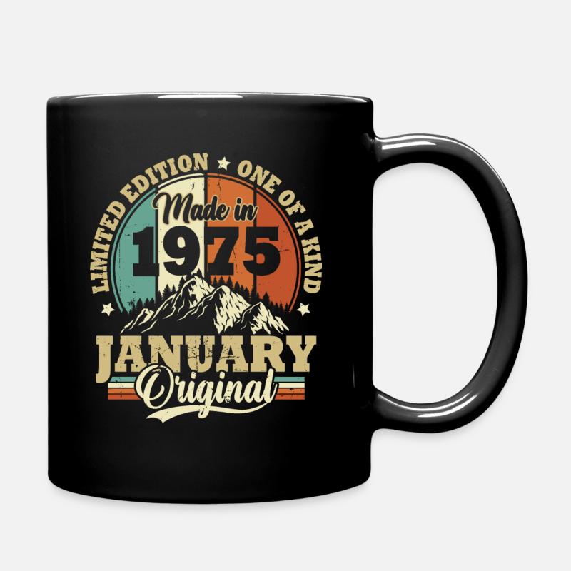 Geburtstagsgeschenk Januar 1975 Vintage Retro - Tasse einfarbig - Schwarz