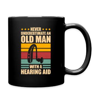 Deaf Pride Old Man Funny Deaf - Full Colour Mug - black - Right