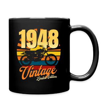 Motorcycle born in 1948 birthday 75 years biker - Full Colour Mug - black - Right
