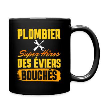 Plombier Super Héros Phrase Humoristique Plombier - Mug uni - noir - Droite