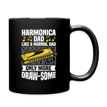 Mundharmonika Papa lustig - Tasse einfarbig - Schwarz - Rechts