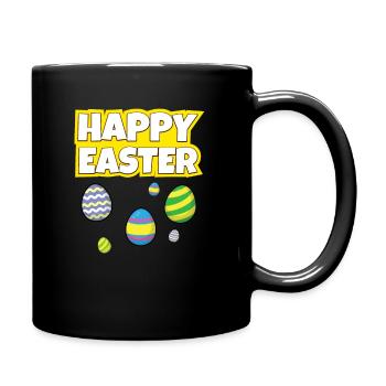 Happy Easter Cute Funny Easter Ostern Rabbit - Full Colour Mug - black - Right