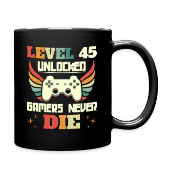 Level 45 Unlocked 45th Anniversary Gamer 45 Years - Full Colour Mug - black - Right