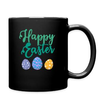 Happy Easter Funny Easter Rabbit Easter Eggs - Tasse einfarbig - Schwarz - Rechts