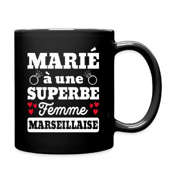 Saint Valentin Marié À Superbe Femme Marseillaise - Mug uni - noir - Droite