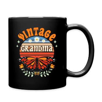 Oma liebt Retro-Schmetterling und Vintage-Oma - Tasse einfarbig - Schwarz - Rechts