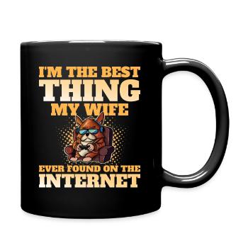 Found by my wife humor joke husband geek - Full Colour Mug - black - Right