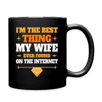 Found By My Wife Humor Joke Couple Online - Full Colour Mug - black - Right