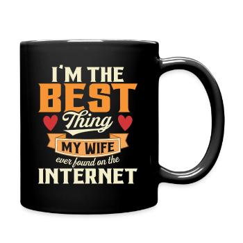 Found By My Wife Humor Joke Couple Online - Full Colour Mug - black - Right