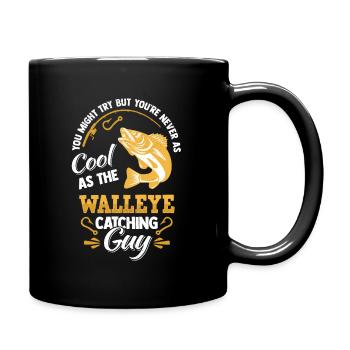 Drôle de pêcheur Zander Pêche au doré jaune - Mug uni - noir - Droite
