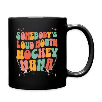 Humorvolle Phrase Mama Hockeyspieler - Tasse einfarbig - Schwarz - Rechts