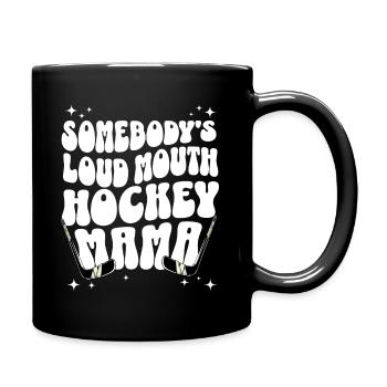 Humorvolle Phrase Mama Hockeyspieler - Tasse einfarbig - Schwarz - Rechts