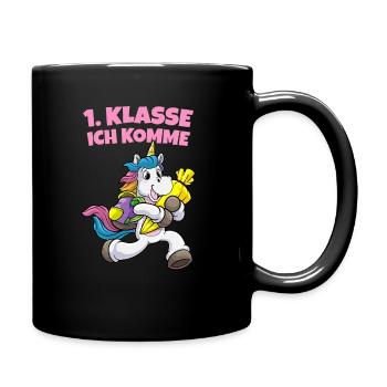 Lustige Geschenke Erste Klasse Einschulung - Tasse einfarbig - Schwarz - Rechts