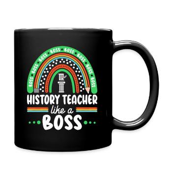 Humor-Geschichtslehrer als Cheflehrer - Tasse einfarbig - Schwarz - Rechts