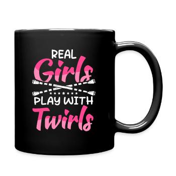 Bâton de majorette tournante tournante - Mug uni - noir - Droite
