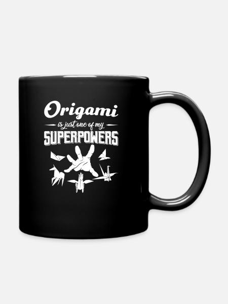 Origami Crane Swan Polygon Paper Folds - Mug uni - noir
