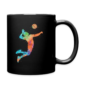 Volleyball Spieler Farbklecks Kinder Volleyballer - Tasse einfarbig - Schwarz - Rechts