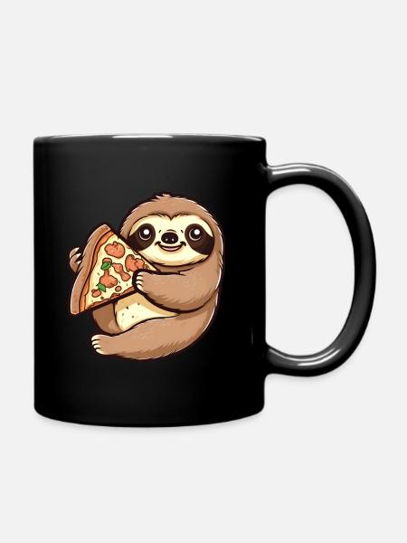 Pizza Faultier Pizzeria Pizzaliebhaber - Tasse einfarbig - Schwarz