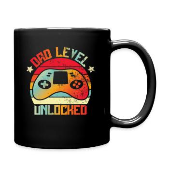 Gaming Gamer Papa Dad Level Unlocked Geschenkidee - Tasse einfarbig - Schwarz - Rechts