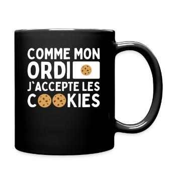 Comme Mon Ordi J'accepte Les Cookies Humour Geek - Mug uni - noir - Droite