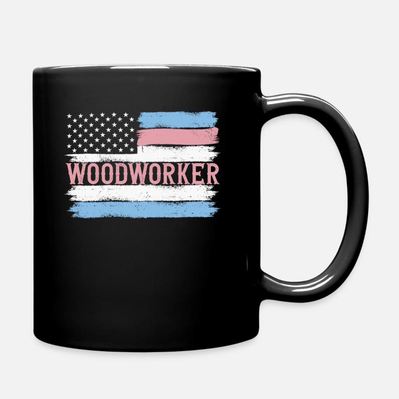 US Pride Lumberjack Carpentry Gift Idea - Full Colour Mug - black