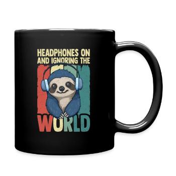 Casque Musique Paresseux DJ Amateurs de musique - Mug uni - noir - Droite