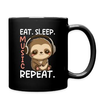 Musikliebhaber Kopfhörer Musik Kawaii Faultier DJ - Tasse einfarbig - Schwarz - Rechts