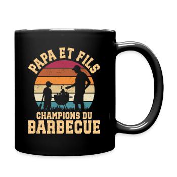 Papa Et Fils Champions Du Barbecue Papa BBQ - Mug uni - noir - Droite