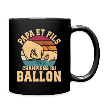 Papa Et Fils Champions Du Ballon Papa Football - Mug uni - noir - Droite