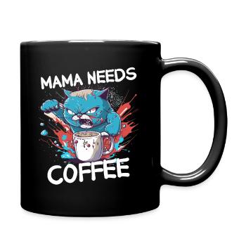 Mama Kaffee Katze Lustig Spruch Geschenk Mutter - Tasse einfarbig - Schwarz - Rechts
