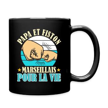 Papa Marseillais Père Fils Supporter Marseille - Mug uni - noir - Droite