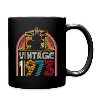 Jahrgang 1973 Musiker Schlagzeuger 50 Jahre Jubiläum - Tasse einfarbig - Schwarz - Rechts