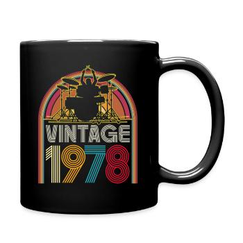 Vintage 1978 musician drummer 45 years anniversary - Full Colour Mug - black - Right