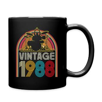 Vintage 1988 musician drummer 35 years anniversary - Full Colour Mug - black - Right