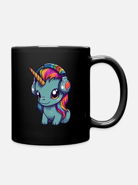 Casque Rainbow Unicorn Kawaii Music Lover - Mug uni - noir